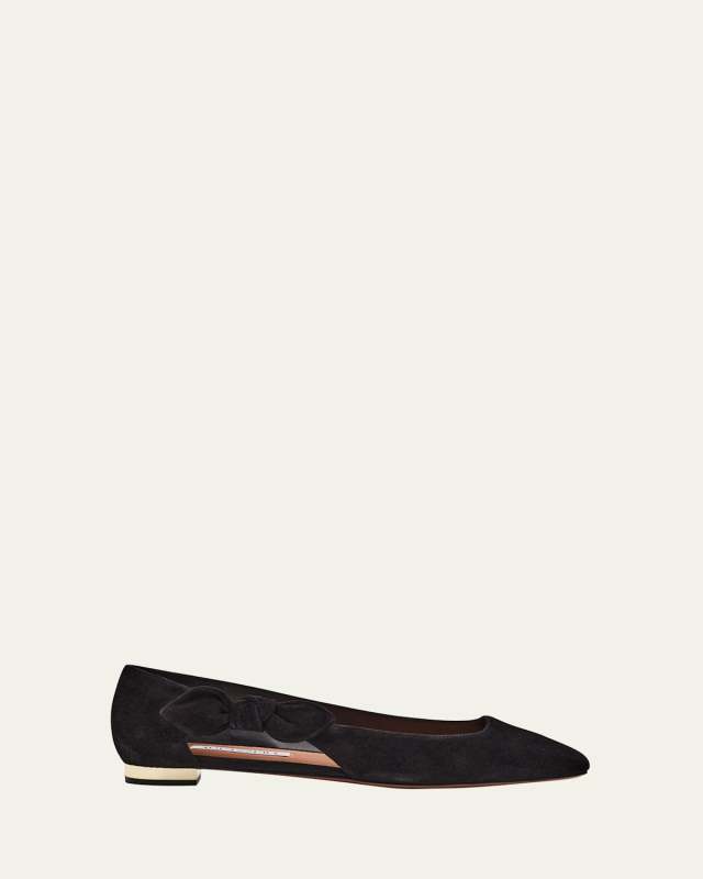 Very Bow Tie Suede Ballet Flats